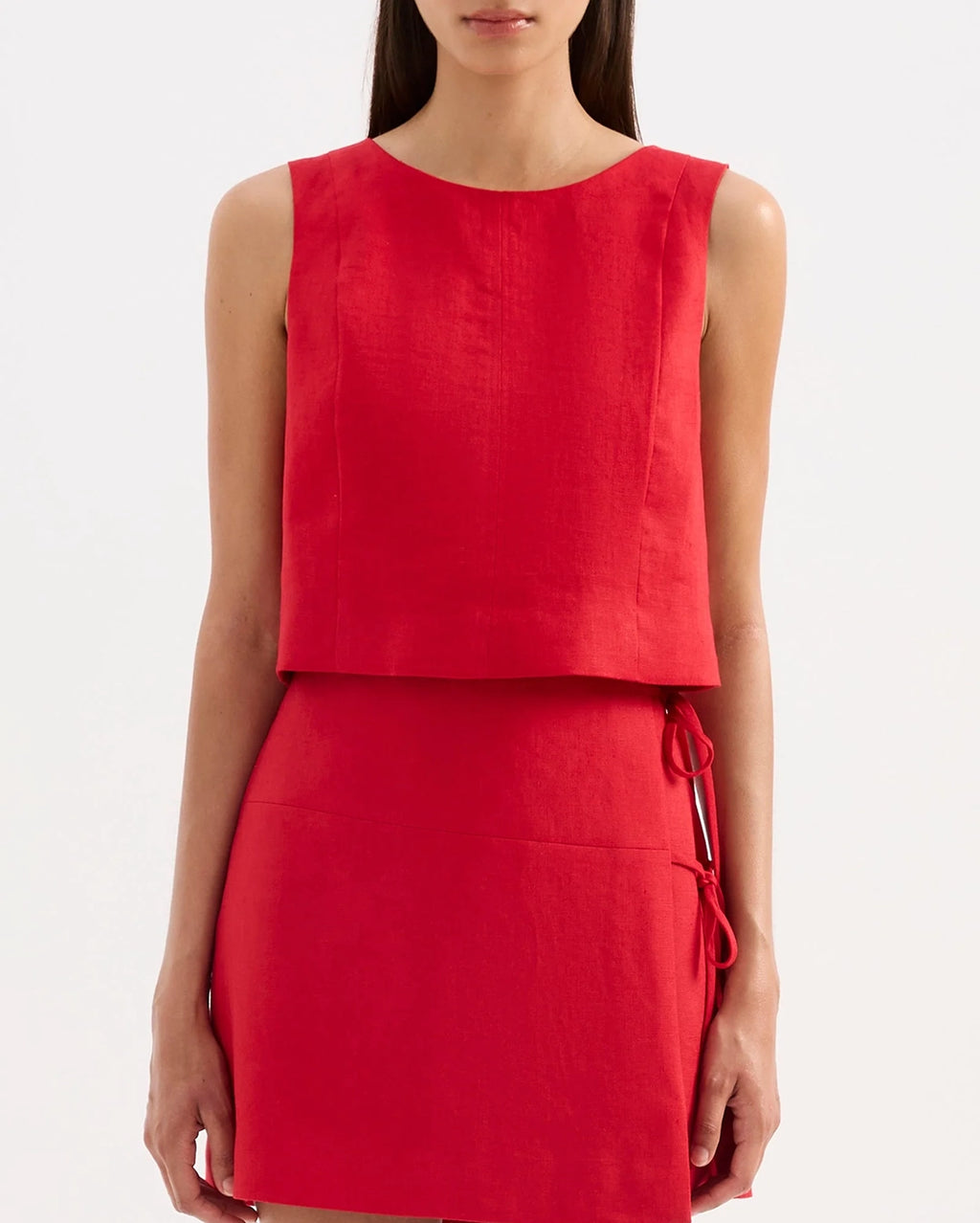 Marli Linen Top - Vermillion