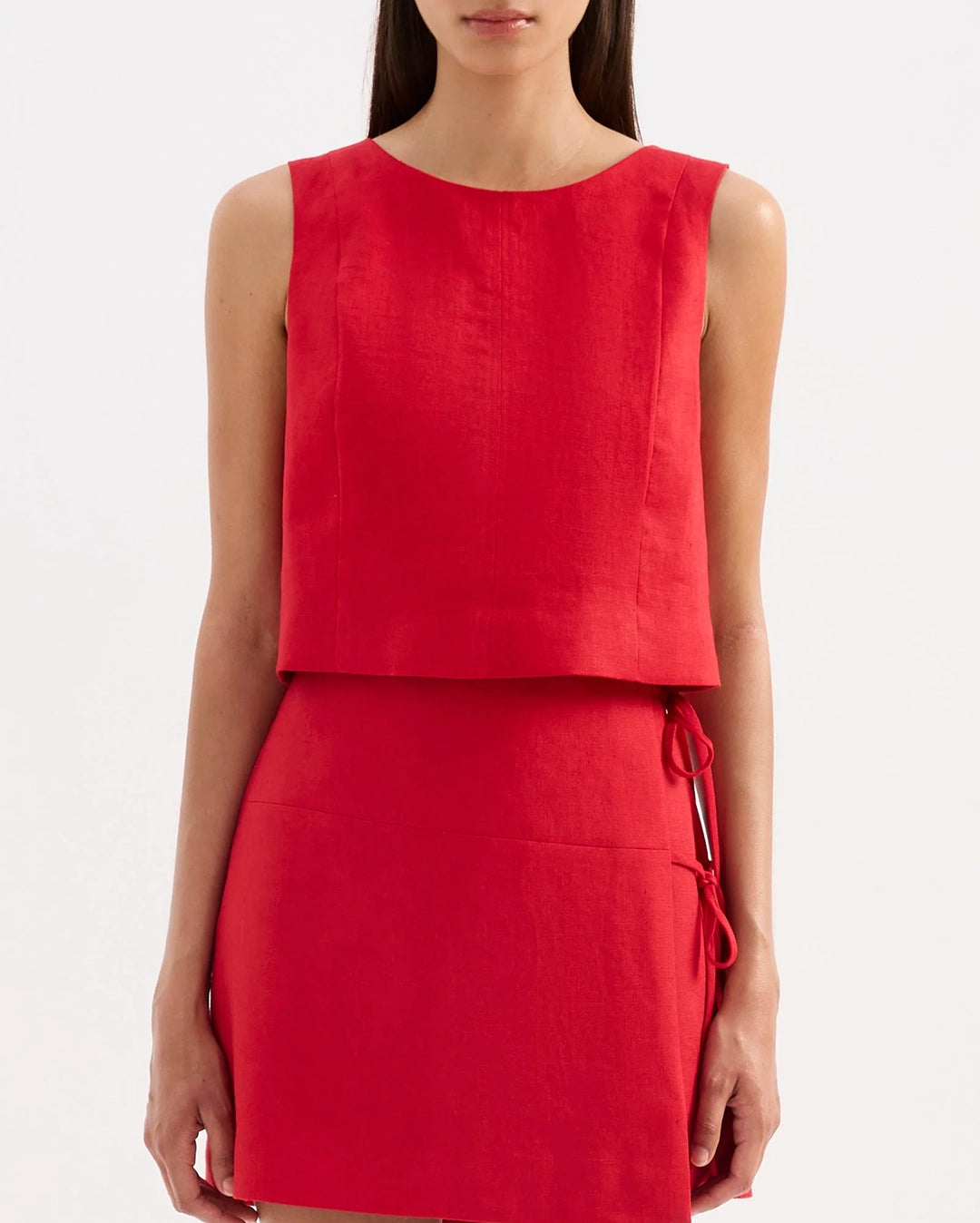 Marli Linen Top - Vermillion