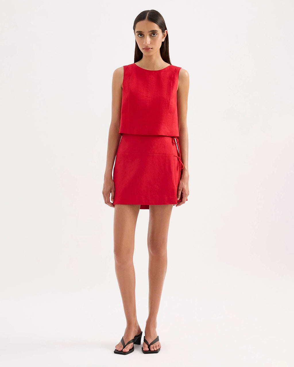 Lotta Linen Mini Skirt - Vermillion