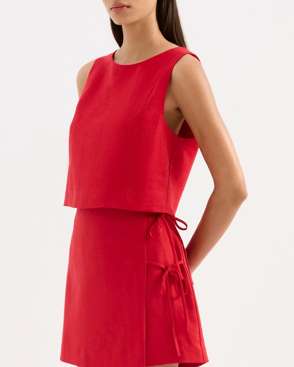 Marli Linen Top - Vermillion by Nude Lucy