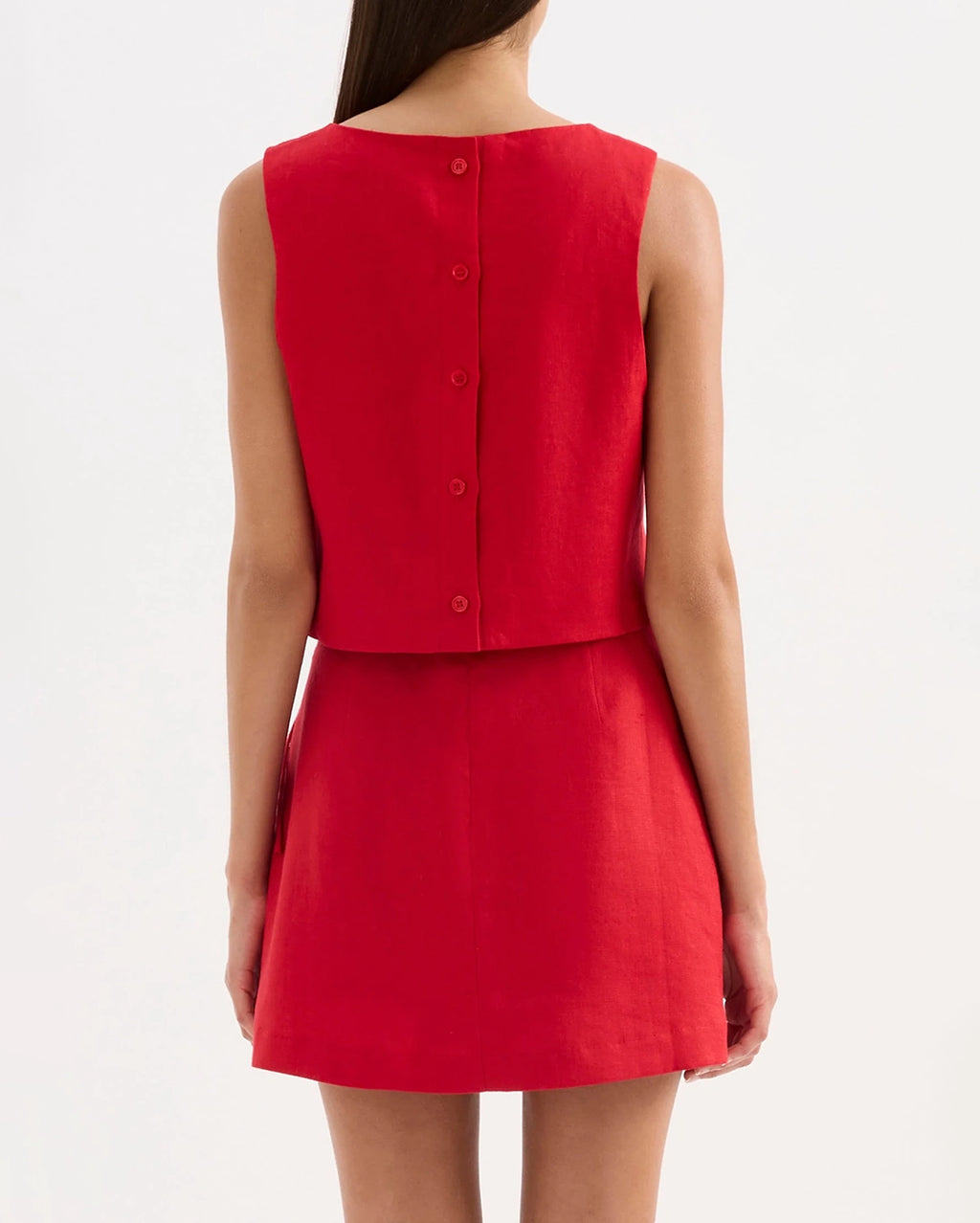 Marli Linen Top - Vermillion