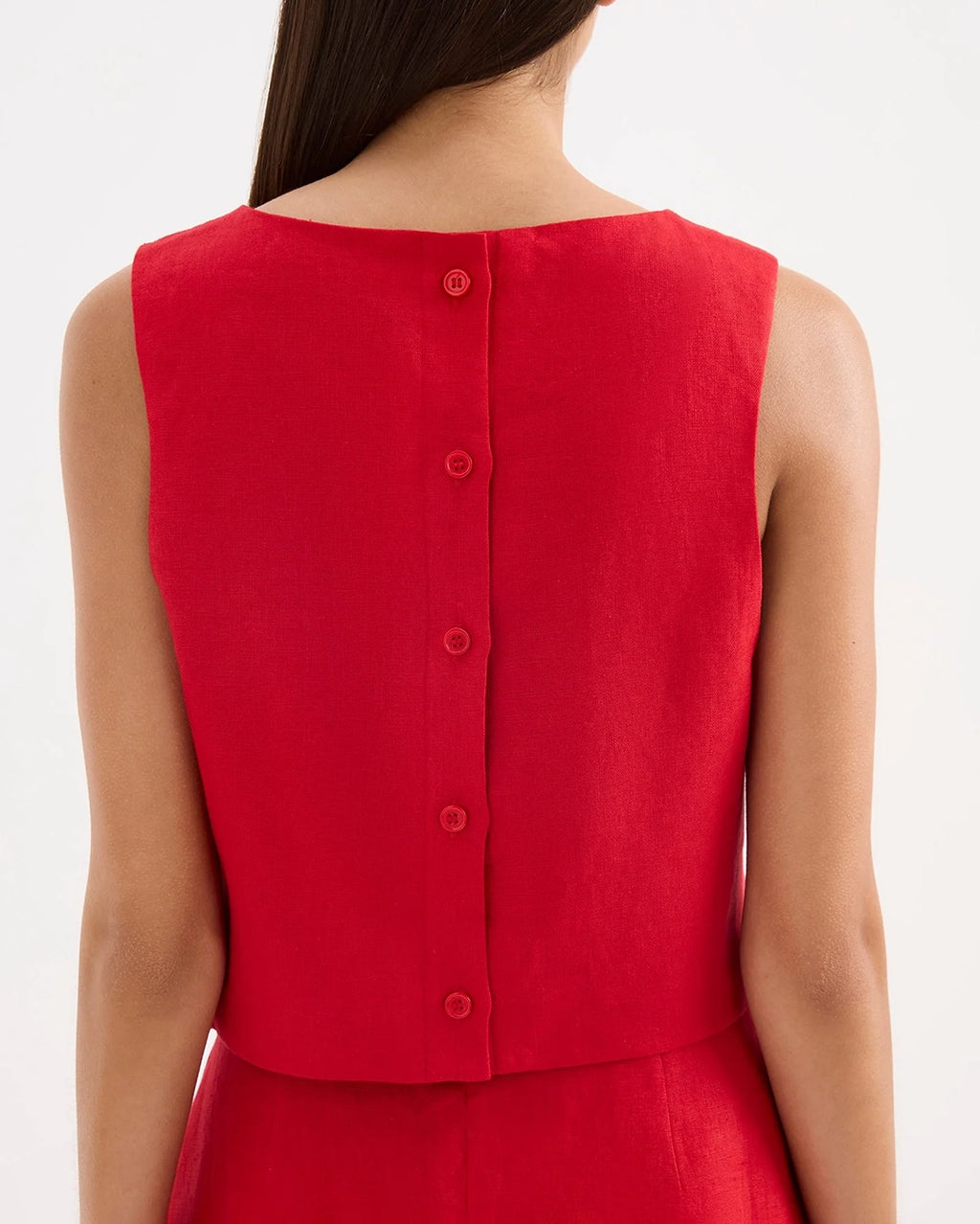 Marli Linen Top - Vermillion