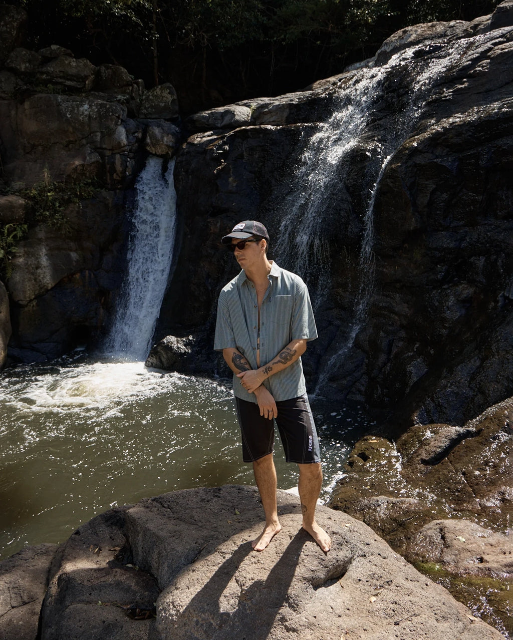 Pinned Short Sleeve Shirt - Sycamore Stripe by Afends - view 8