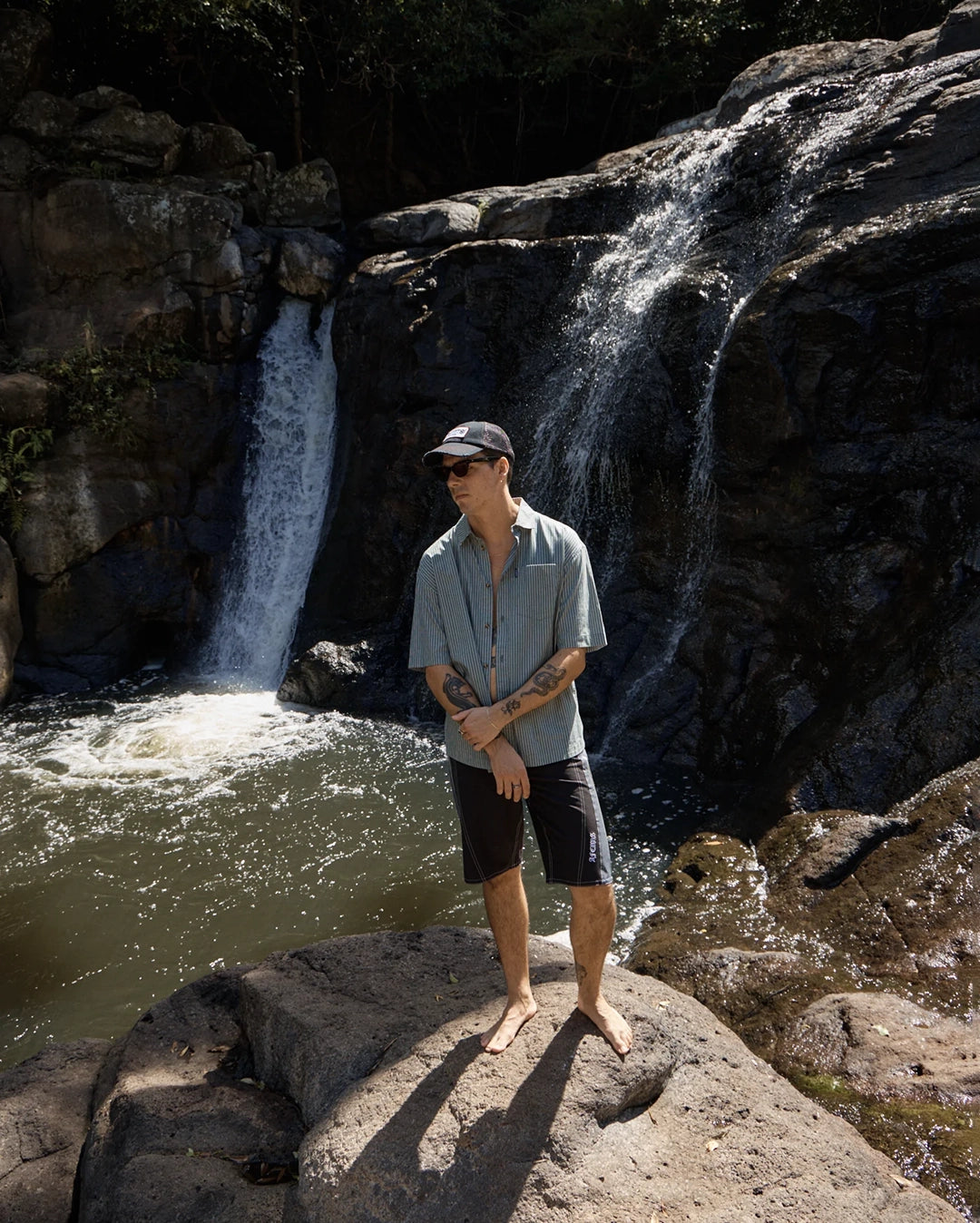 Pinned Short Sleeve Shirt - Sycamore Stripe by Afends - view 8