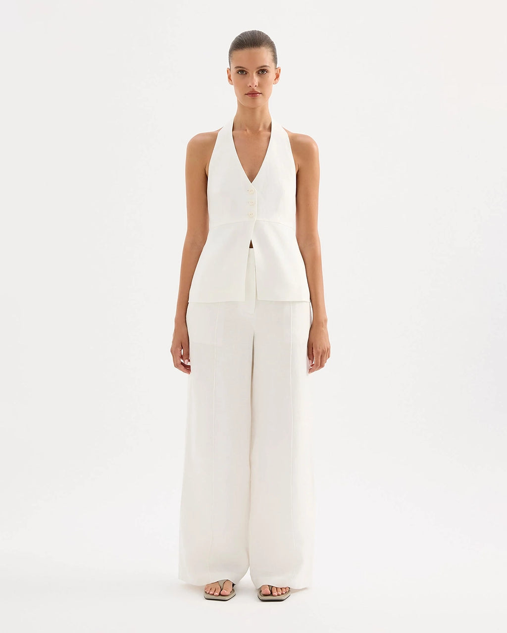 Zayda Linen Vest - White