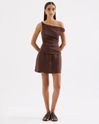 Theo Linen Skirt - Chocolate by Nude Lucy - view 2