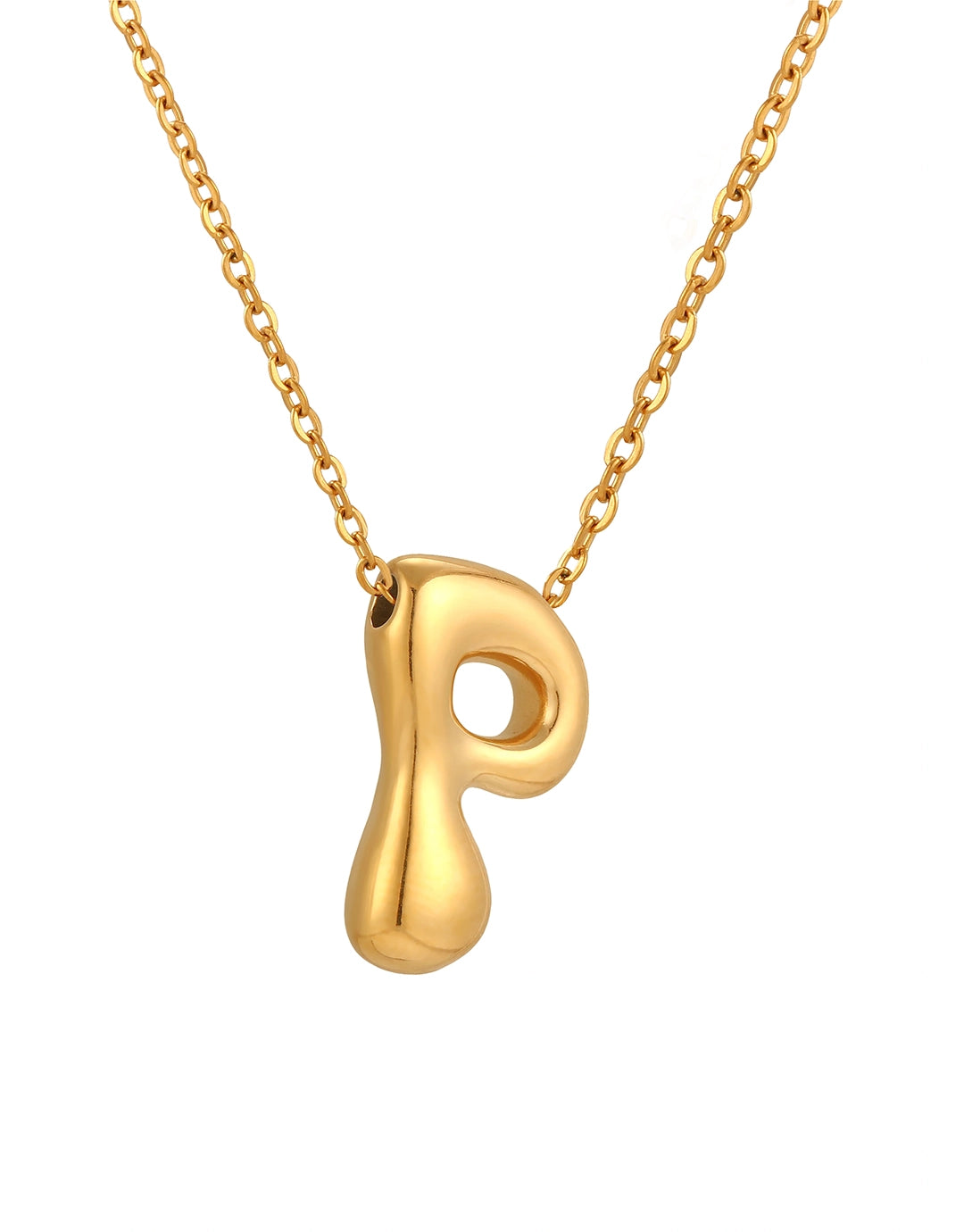 Cloud Letter Pendant Necklace - Gold