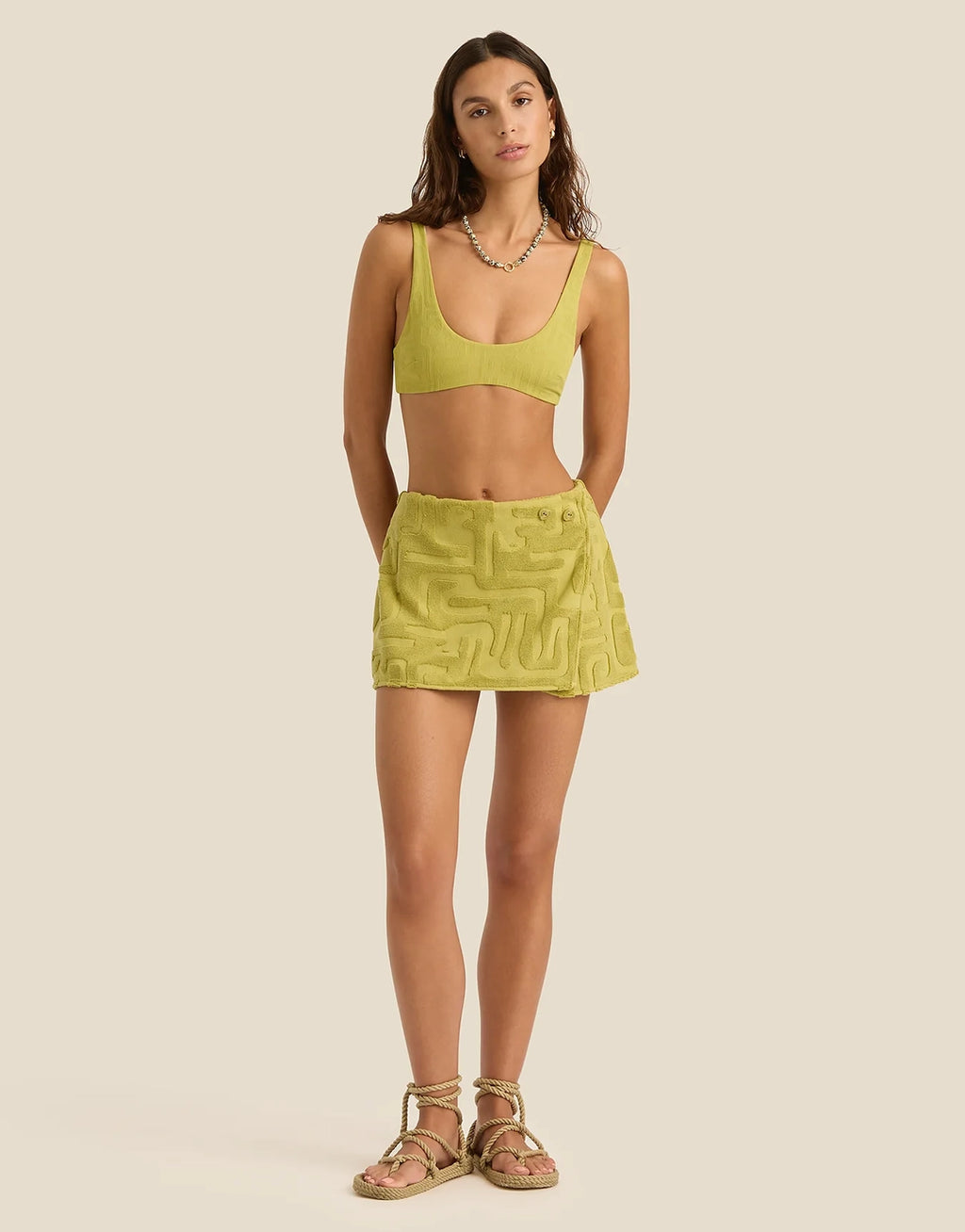 Towelling Wrap Skirt - Kin Aloe