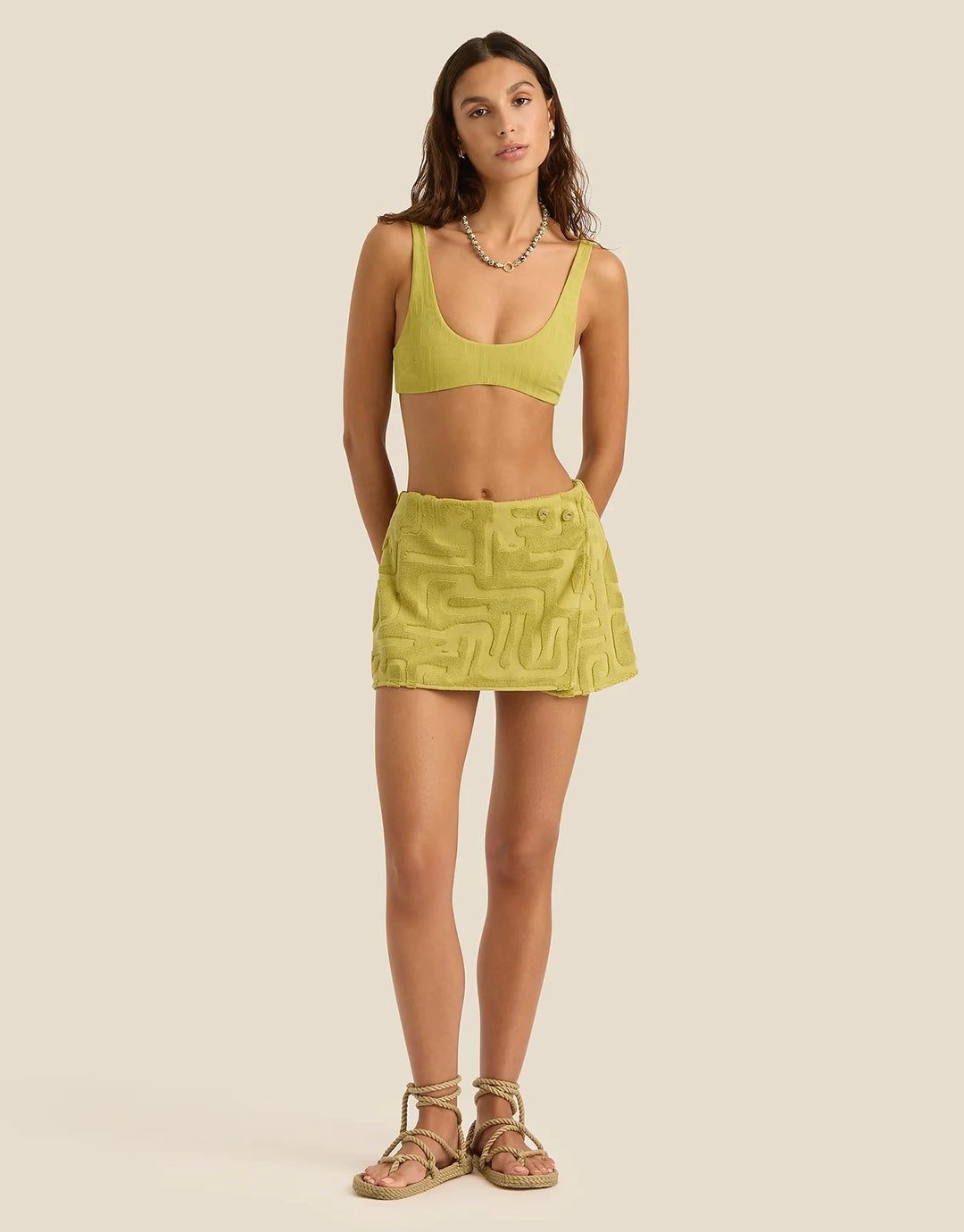 Towelling Wrap Skirt - Kin Aloe