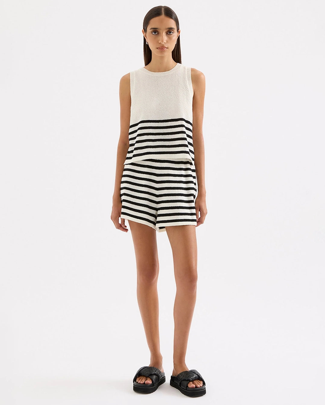 Marika Knit Short - Black Stripe by Nude Lucy - view 4