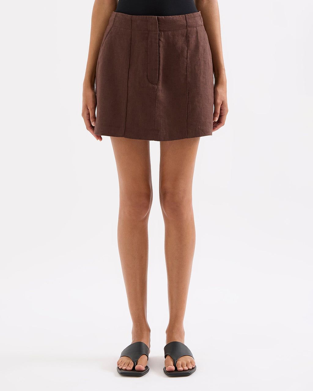 Theo Linen Skirt - Chocolate by Nude Lucy - view 3