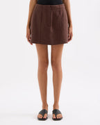 Theo Linen Skirt - Chocolate by Nude Lucy - view 3