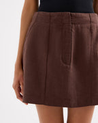 Theo Linen Skirt - Chocolate by Nude Lucy - view 4