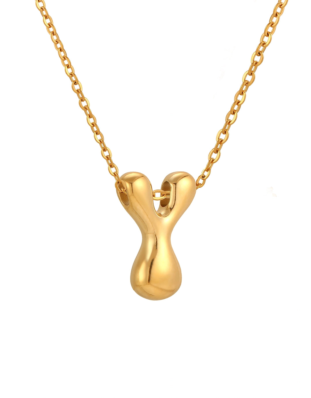 Cloud Letter Pendant Necklace - Gold