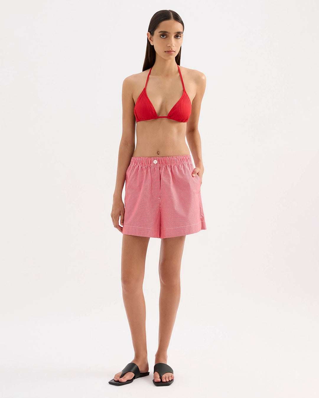 Anouk Stripe Shorts - Red Stripe