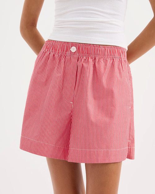 Anouk Stripe Shorts - Red Stripe by Nude Lucy - view 2