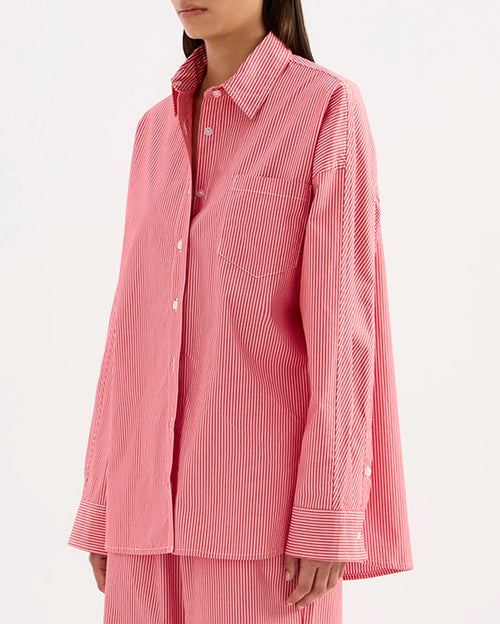 Anouk Stripe Shirt - Red Stripe by Nude Lucy - view 2