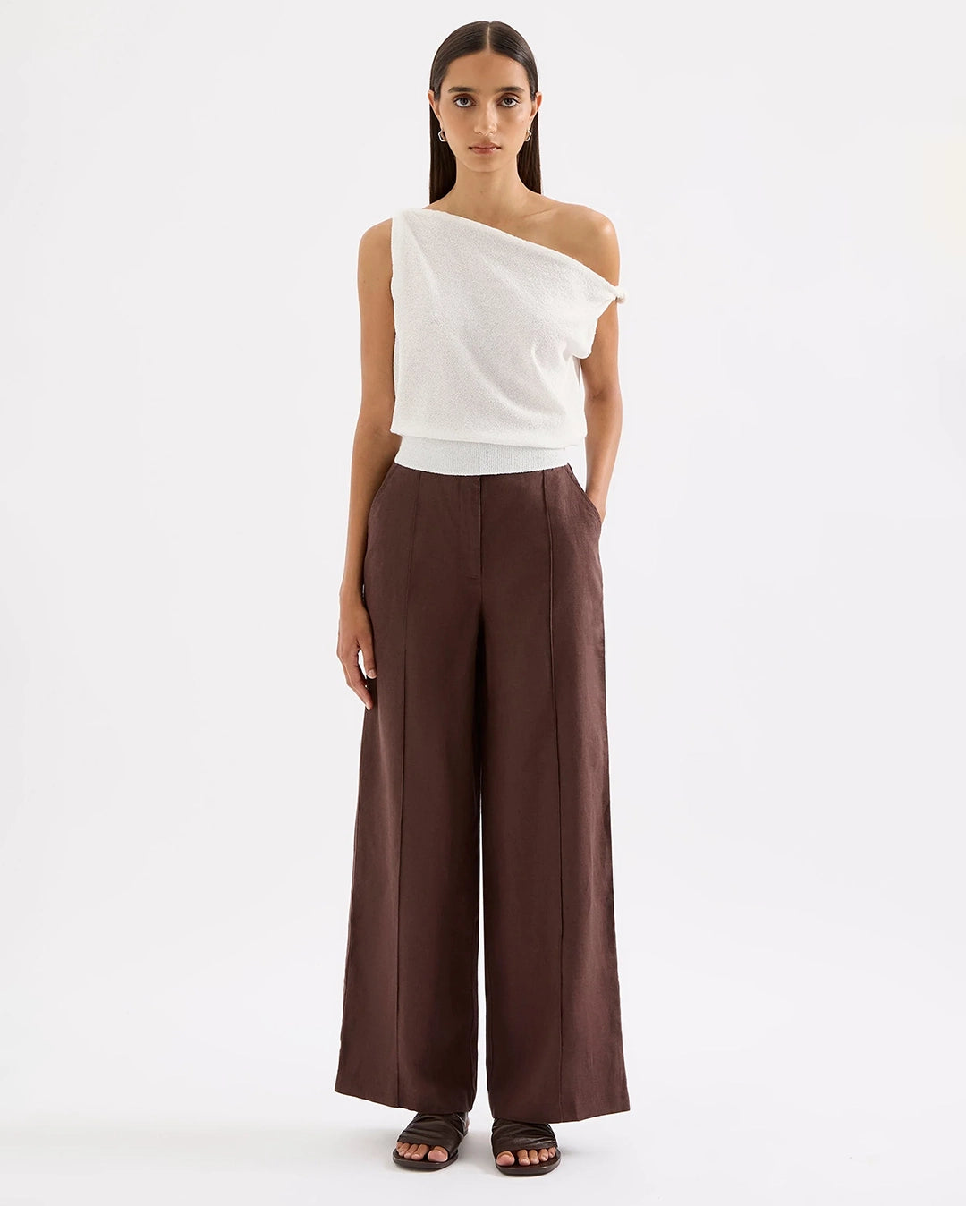 Theo Linen Pant - Chocolate by Nude Lucy - view 3