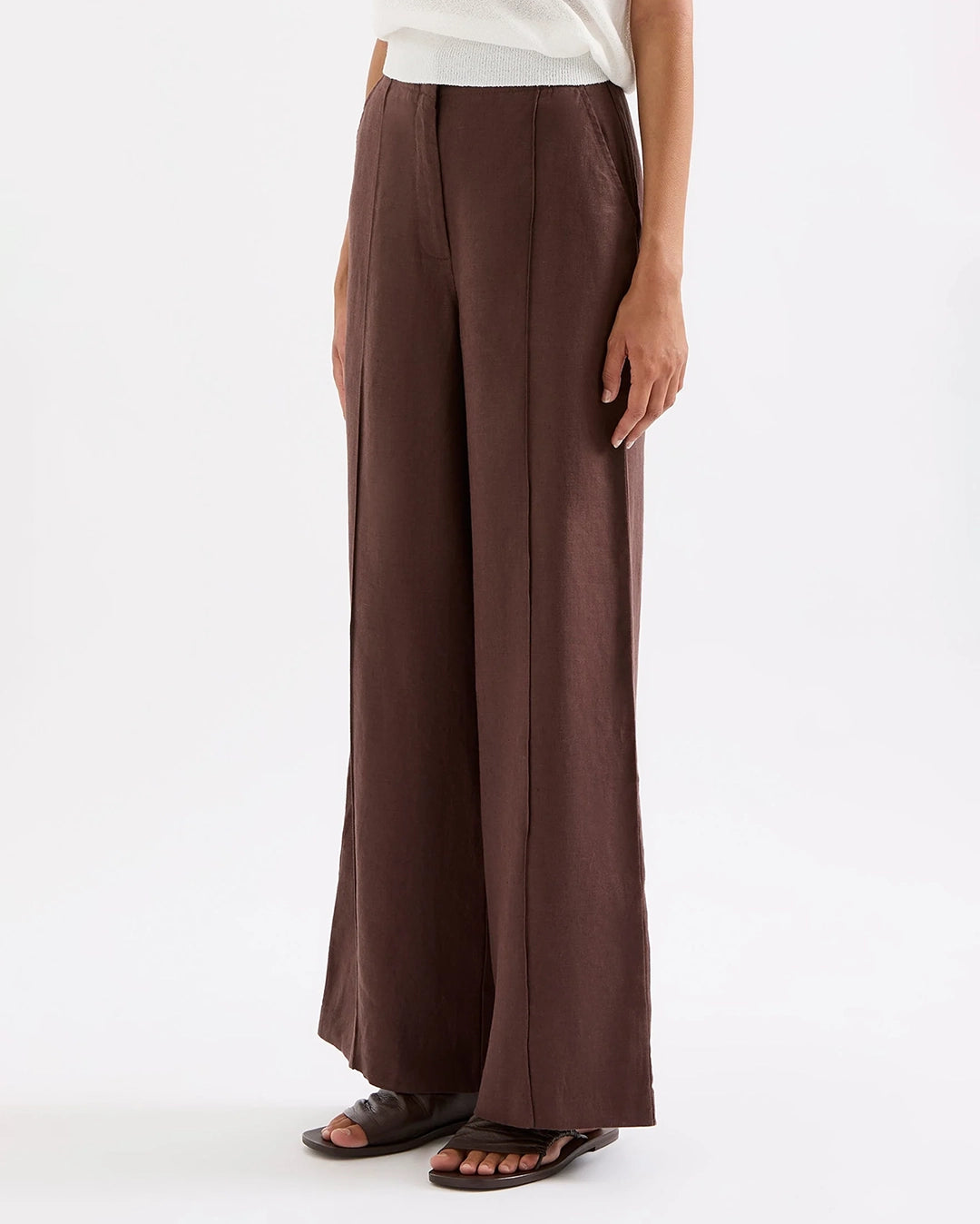 Theo Linen Pant - Chocolate by Nude Lucy - view 5