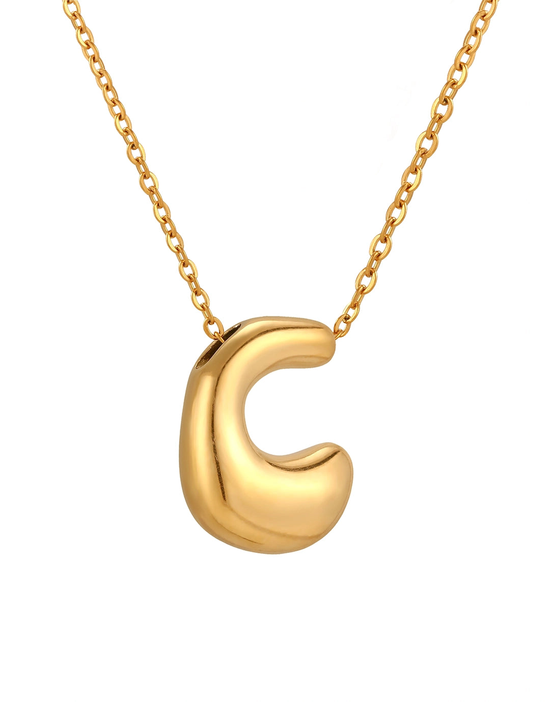 Cloud Letter Pendant Necklace - Gold