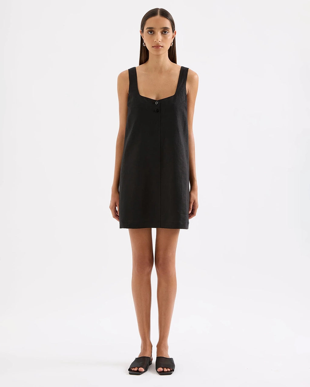 Zephyr Linen Mini Dress - Black by Nude Lucy - view 2