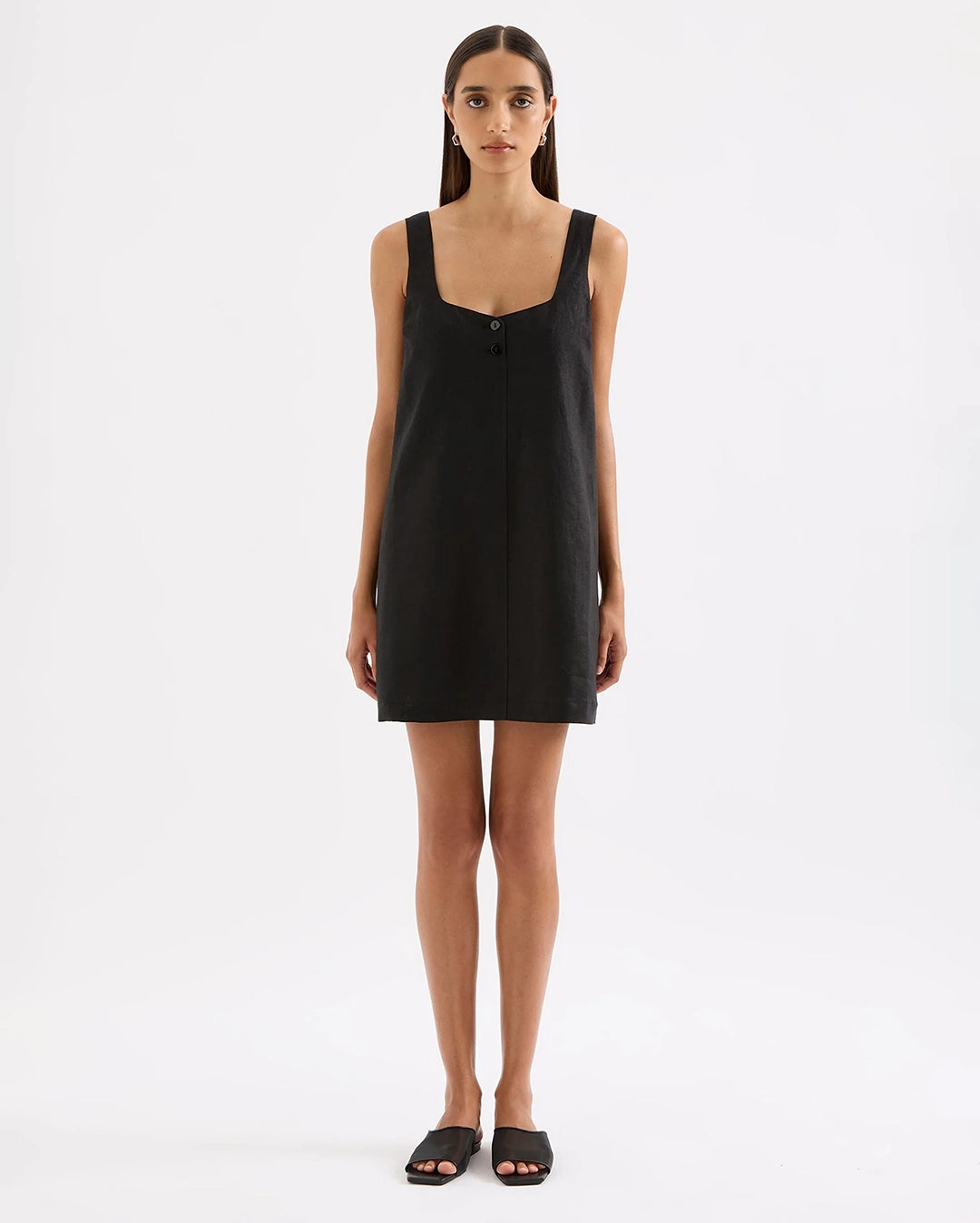 Zephyr Linen Mini Dress - Black by Nude Lucy - view 2