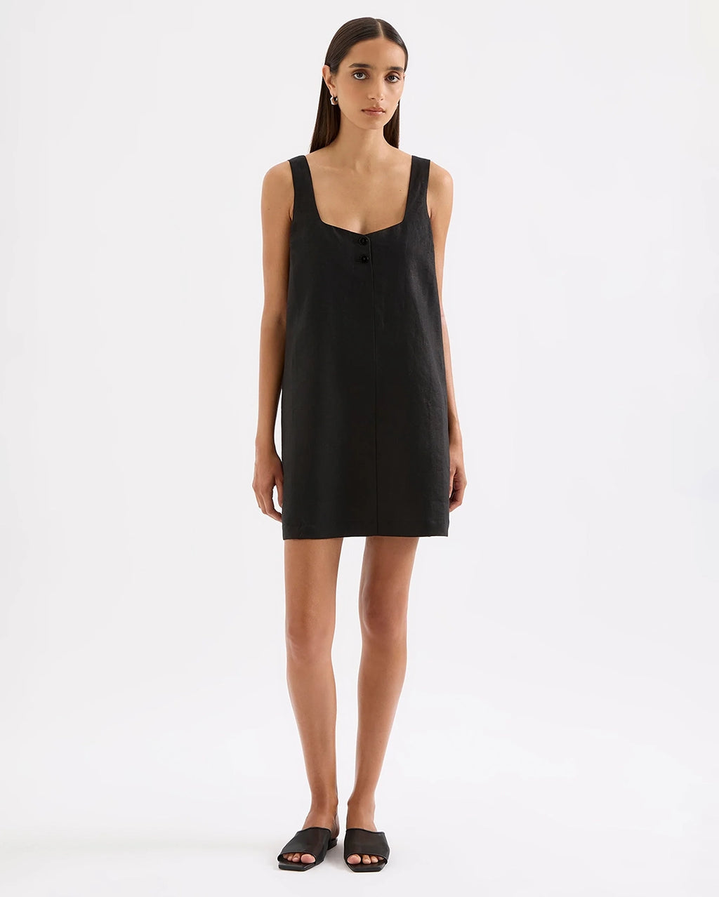 Zephyr Linen Mini Dress - Black by Nude Lucy