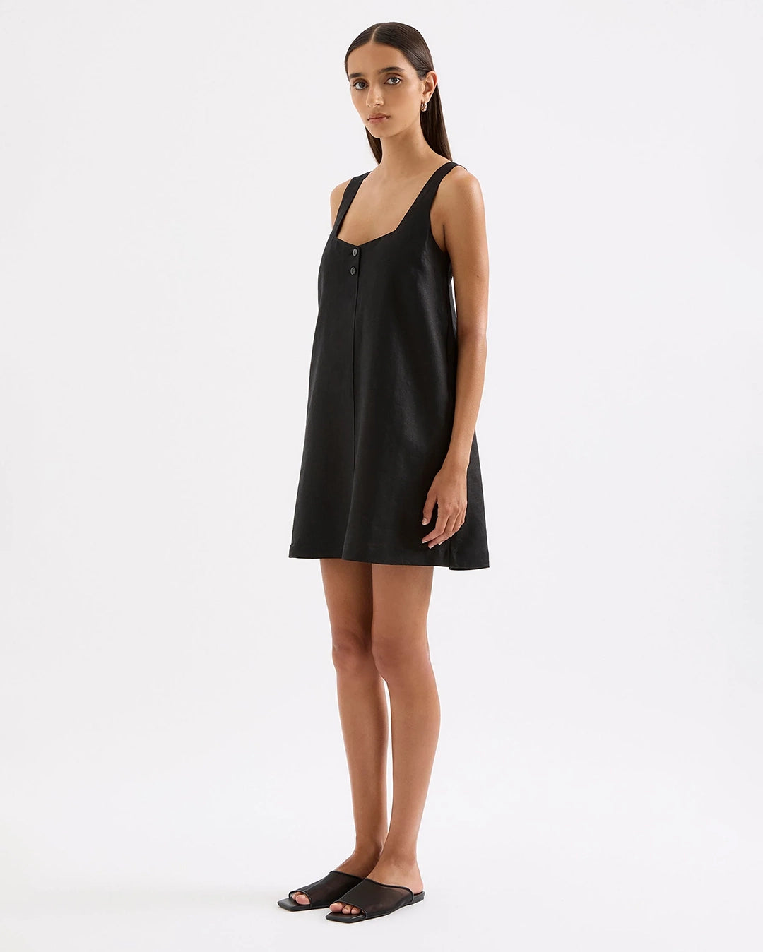 Zephyr Linen Mini Dress - Black by Nude Lucy - view 3