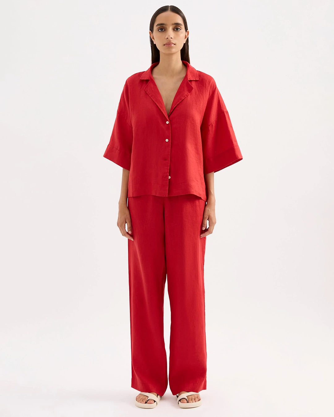 Lounge Linen Pant - Vermillion
