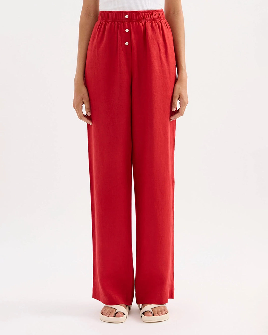 Lounge Linen Pant - Vermillion