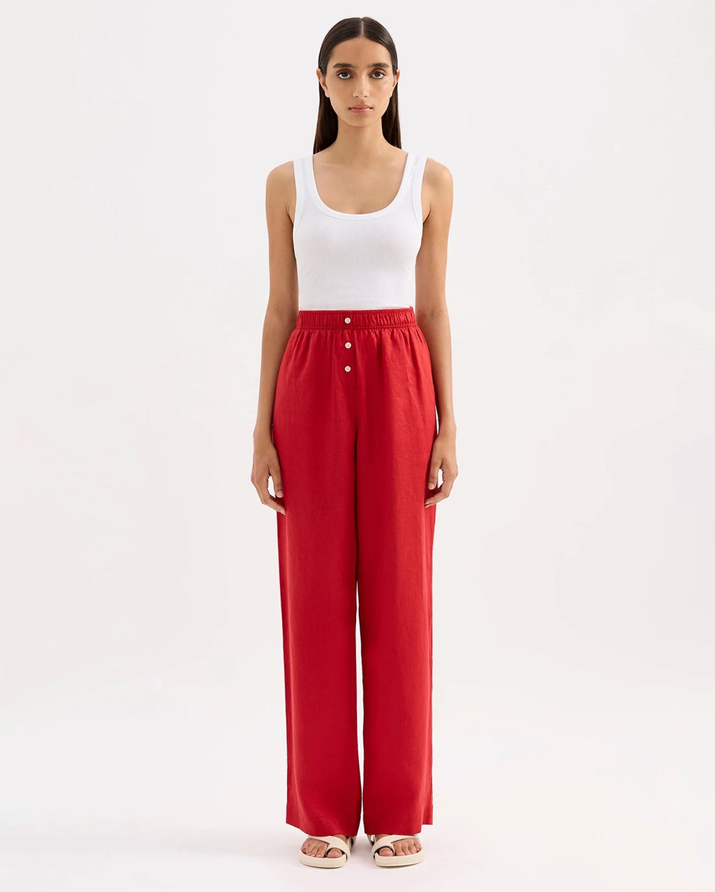 Lounge Linen Pant - Vermillion