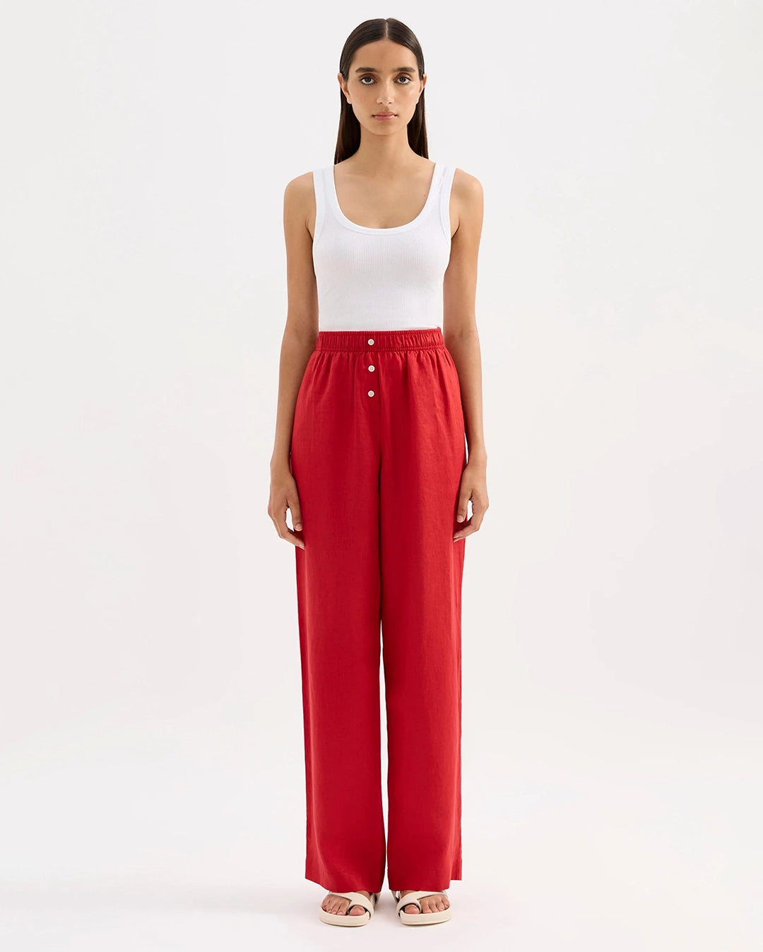 Lounge Linen Pant - Vermillion