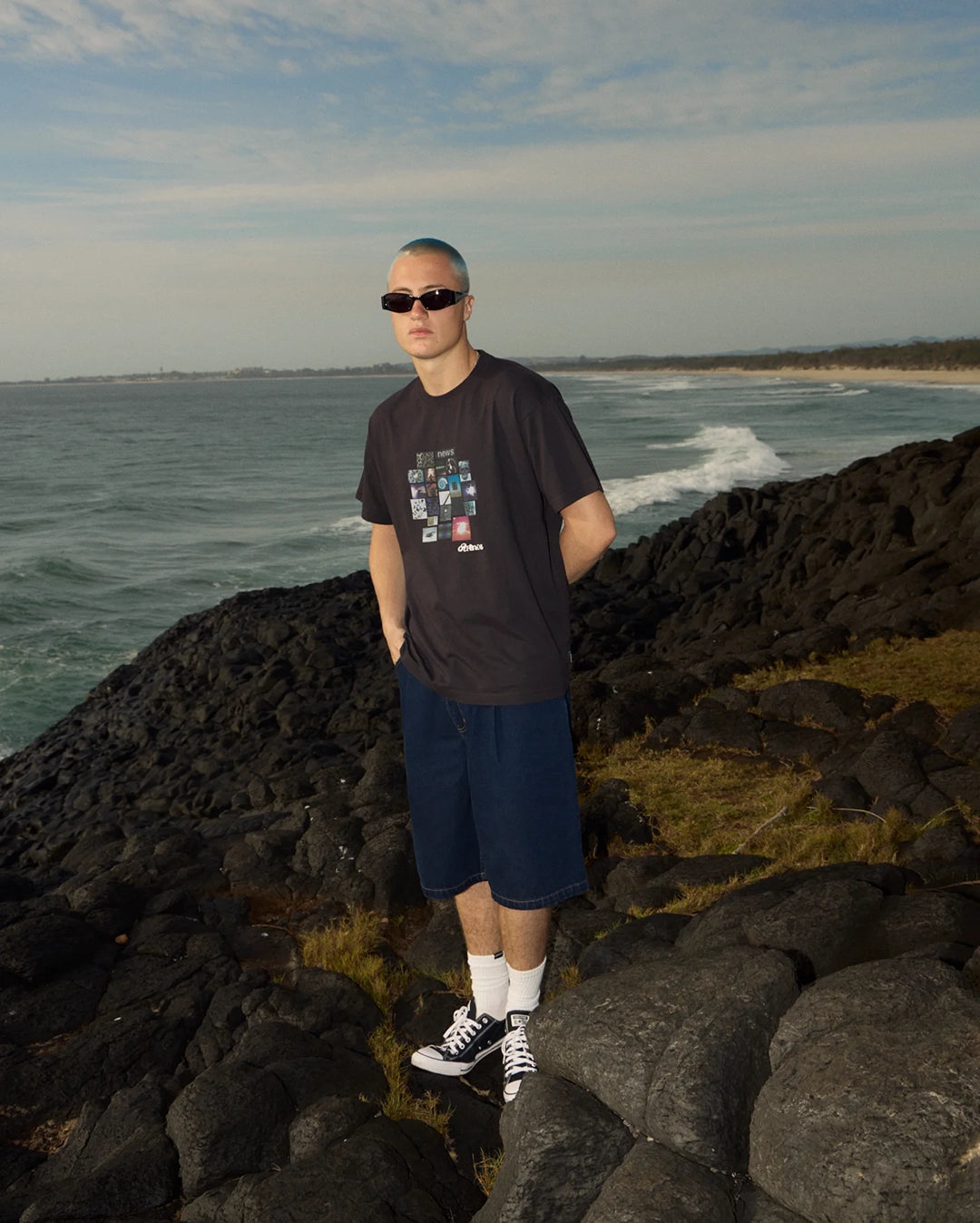 Fast Forward 24" Ultra Baggy Denim Pleated Shorts - Ink