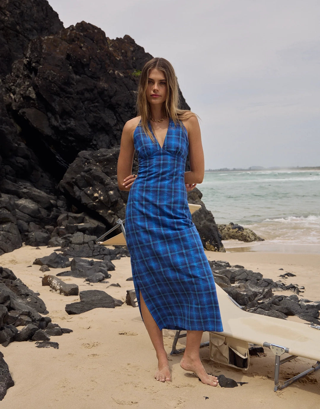 Camden Seersucker Maxi Dress - Marina Check