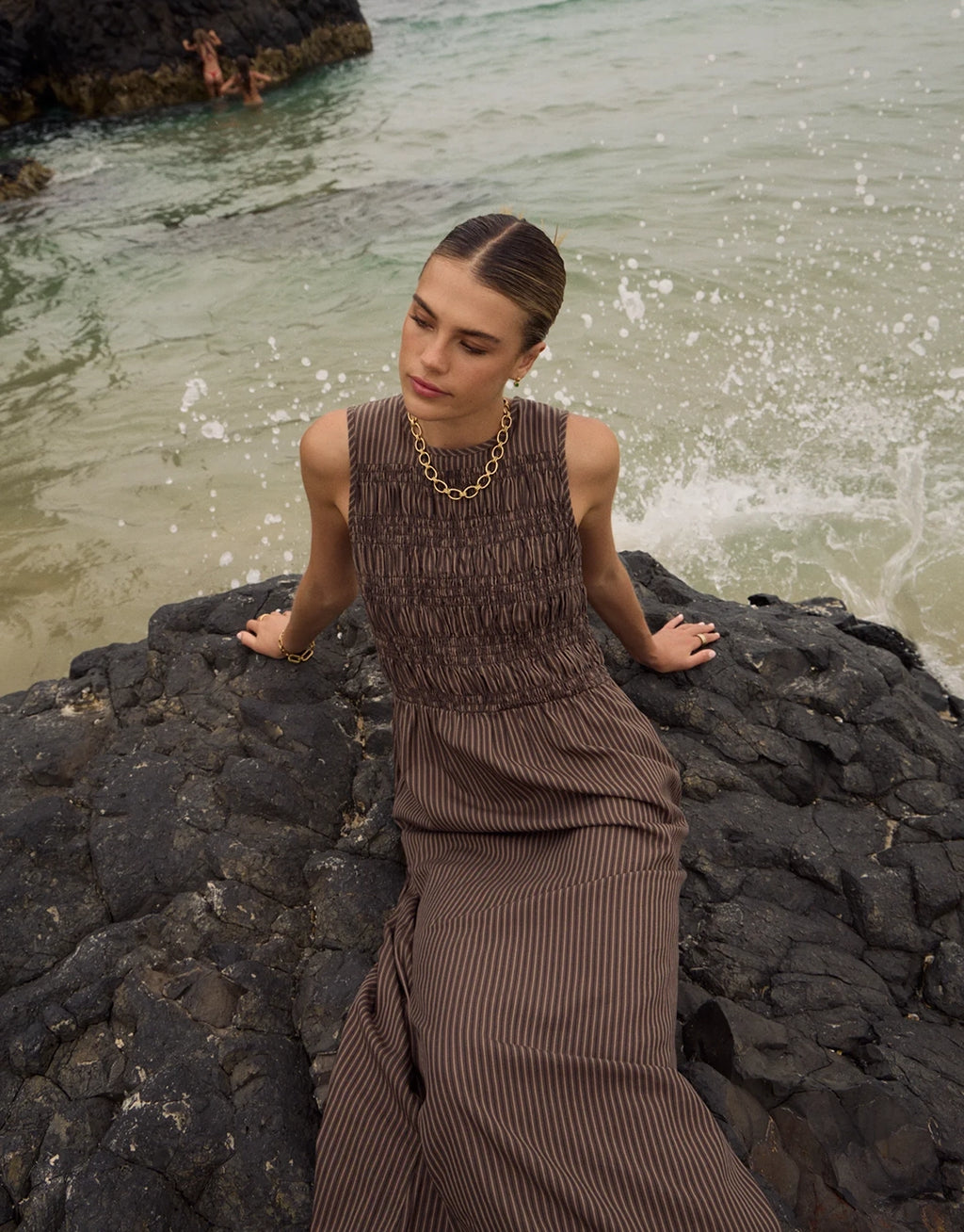 Cyrus Maxi Dress - Coffee Stripe