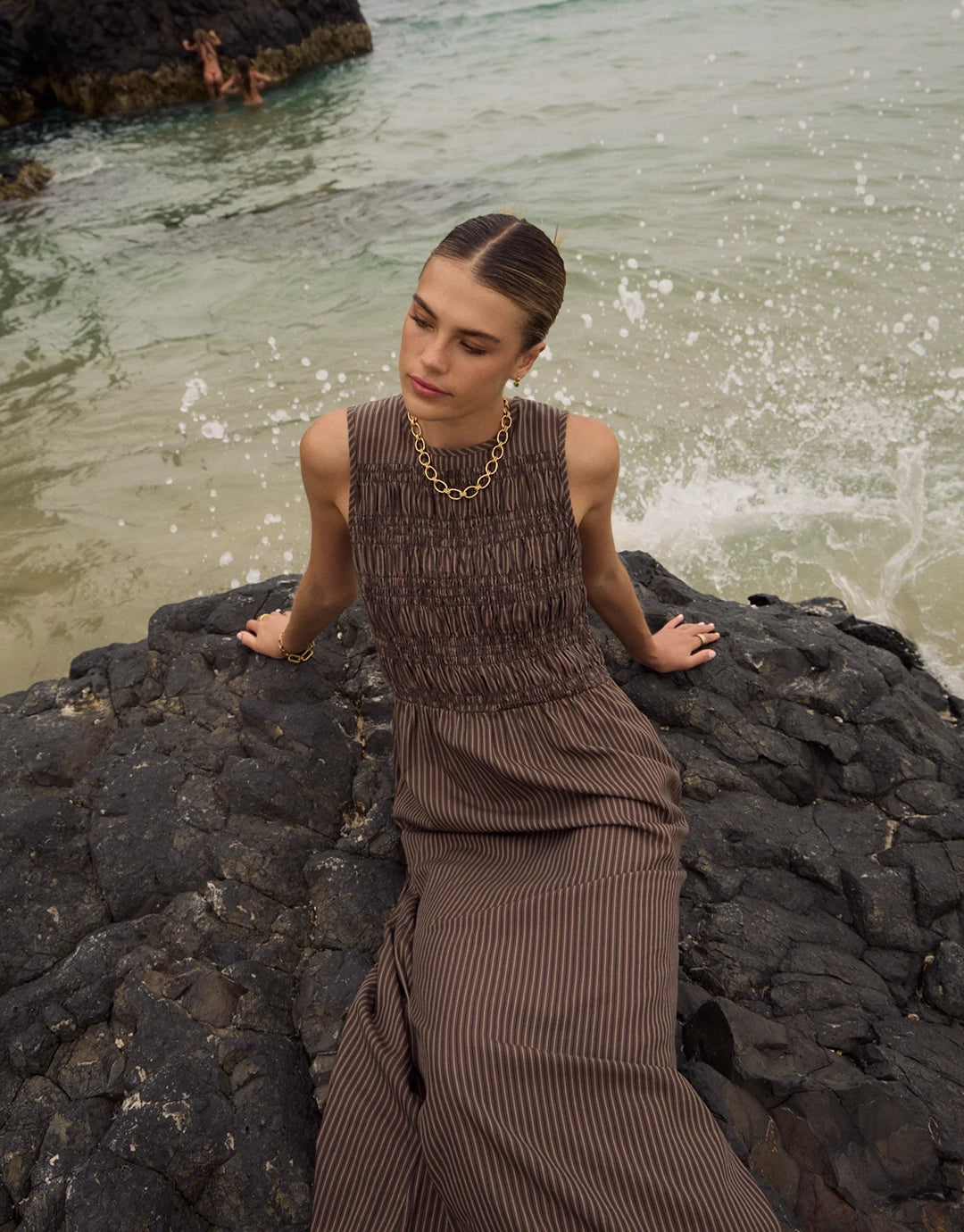 Cyrus Maxi Dress - Coffee Stripe