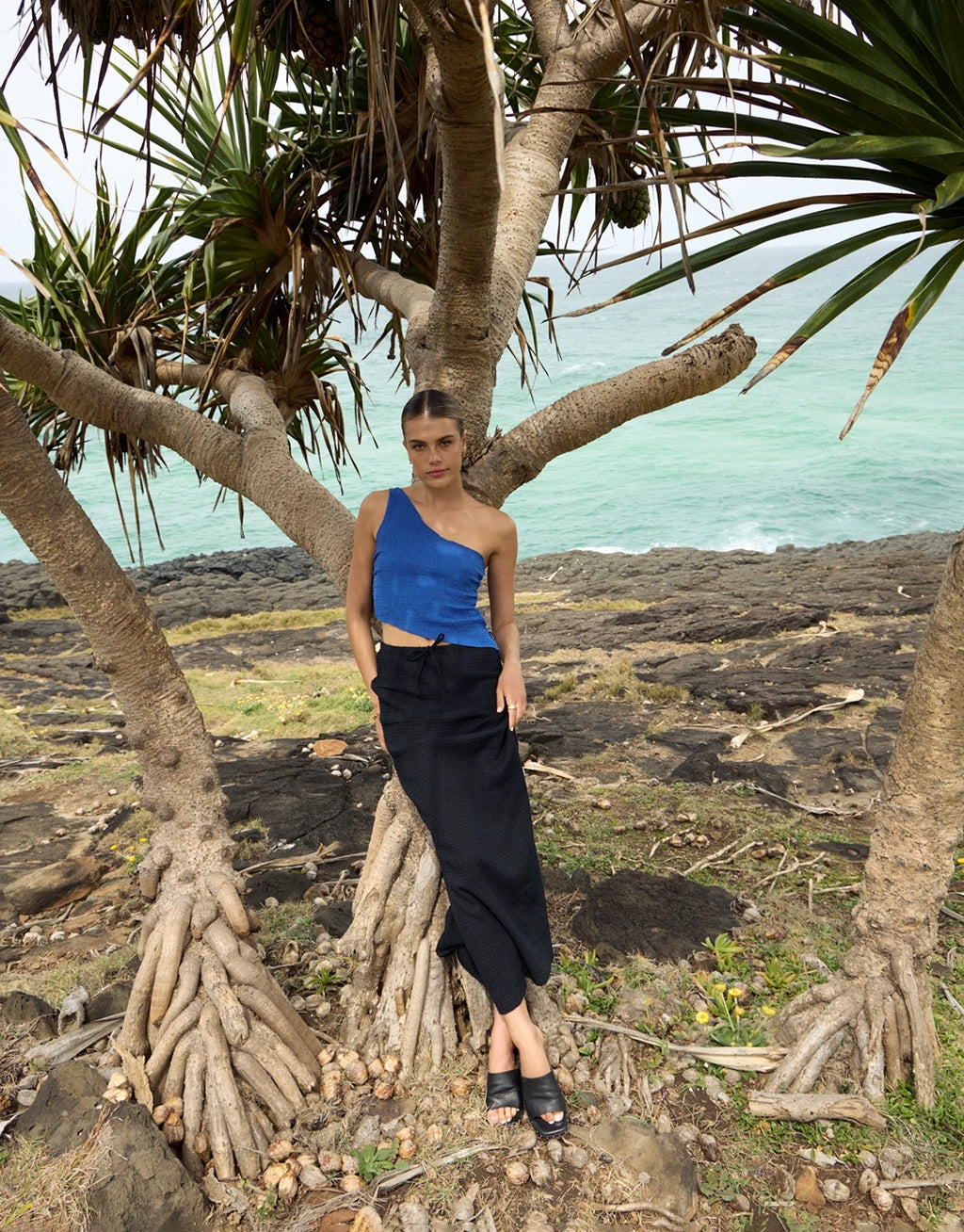 Marina Seersucker One Shoulder Top - Marina