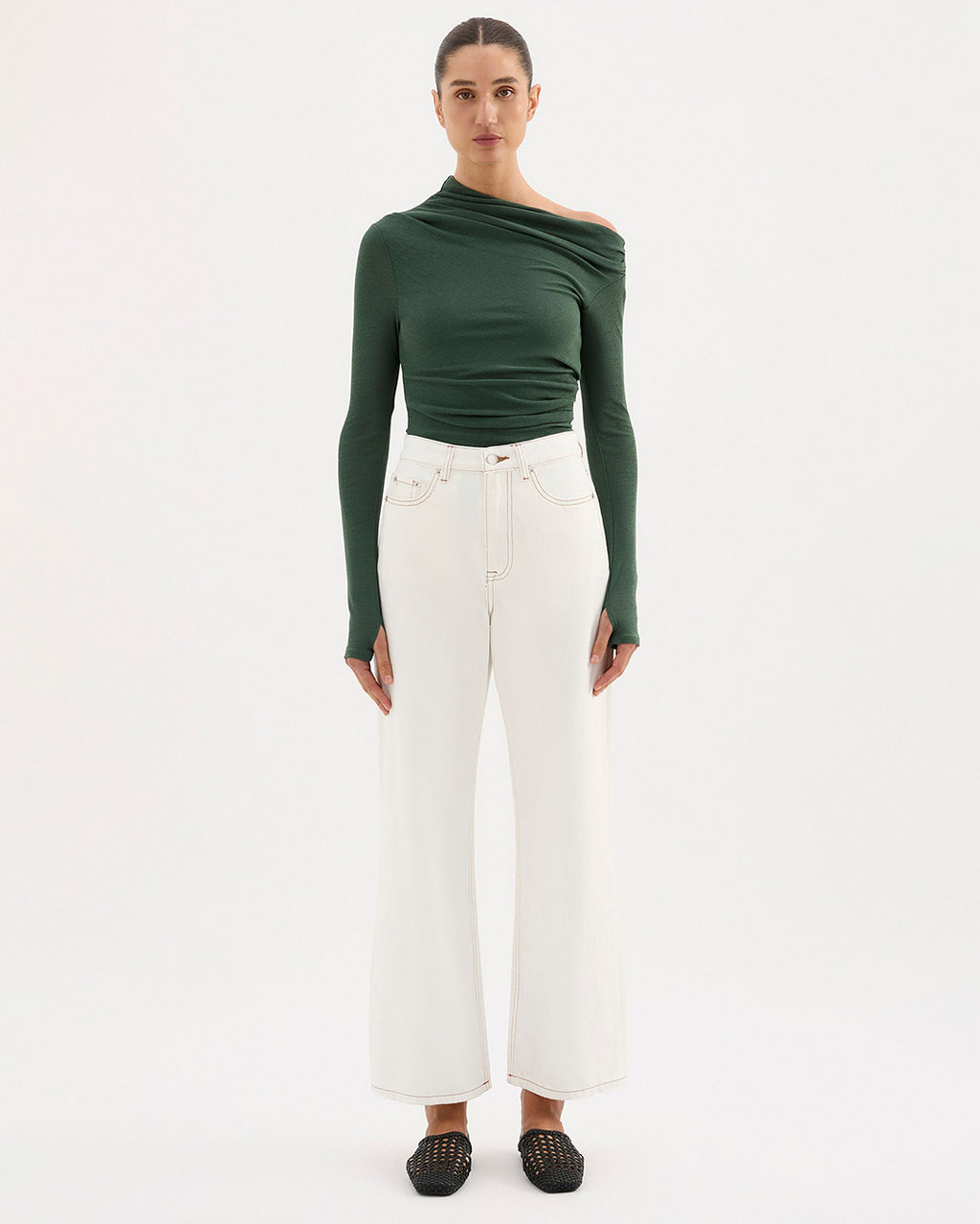 Rue Mesh Long Sleeve Top - Emerald