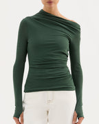 Rue Mesh Long Sleeve Top - Emerald