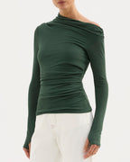 Rue Mesh Long Sleeve Top - Emerald