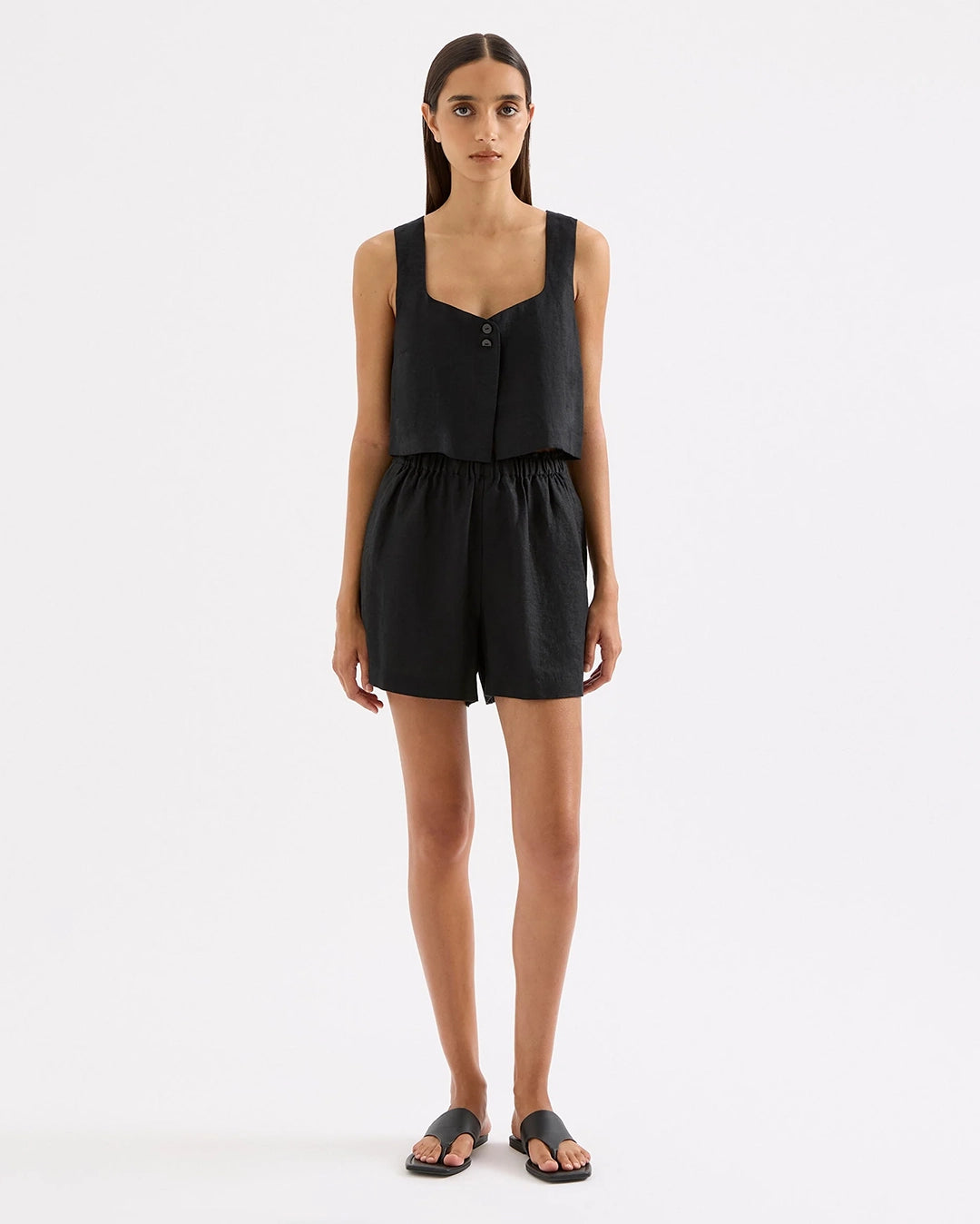 Theo Linen Short - Black