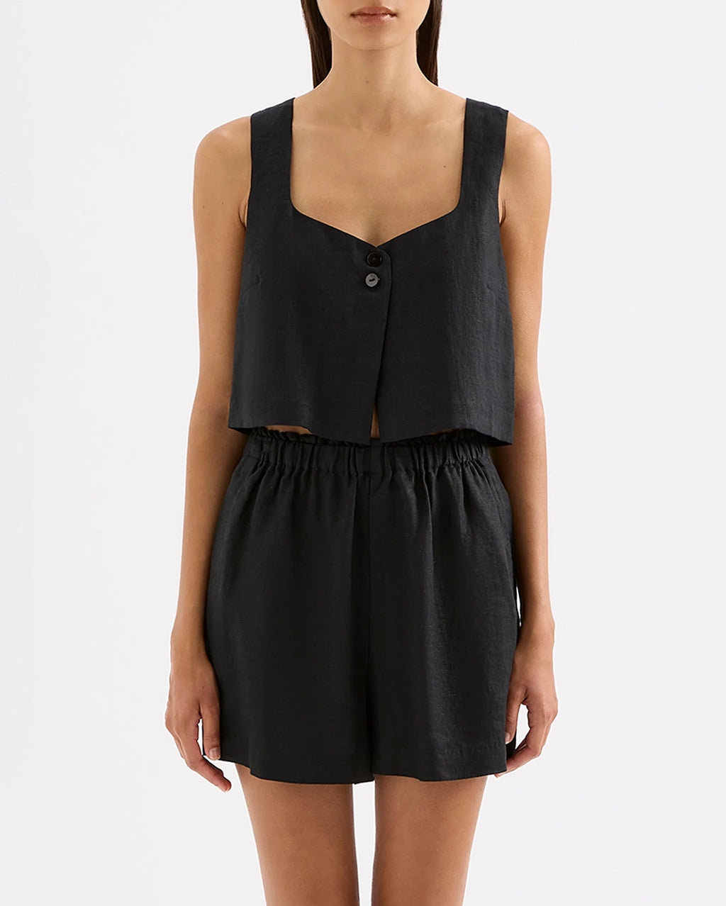 Theo Linen Top - Black