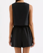 Theo Linen Top - Black by Nude Lucy - view 5