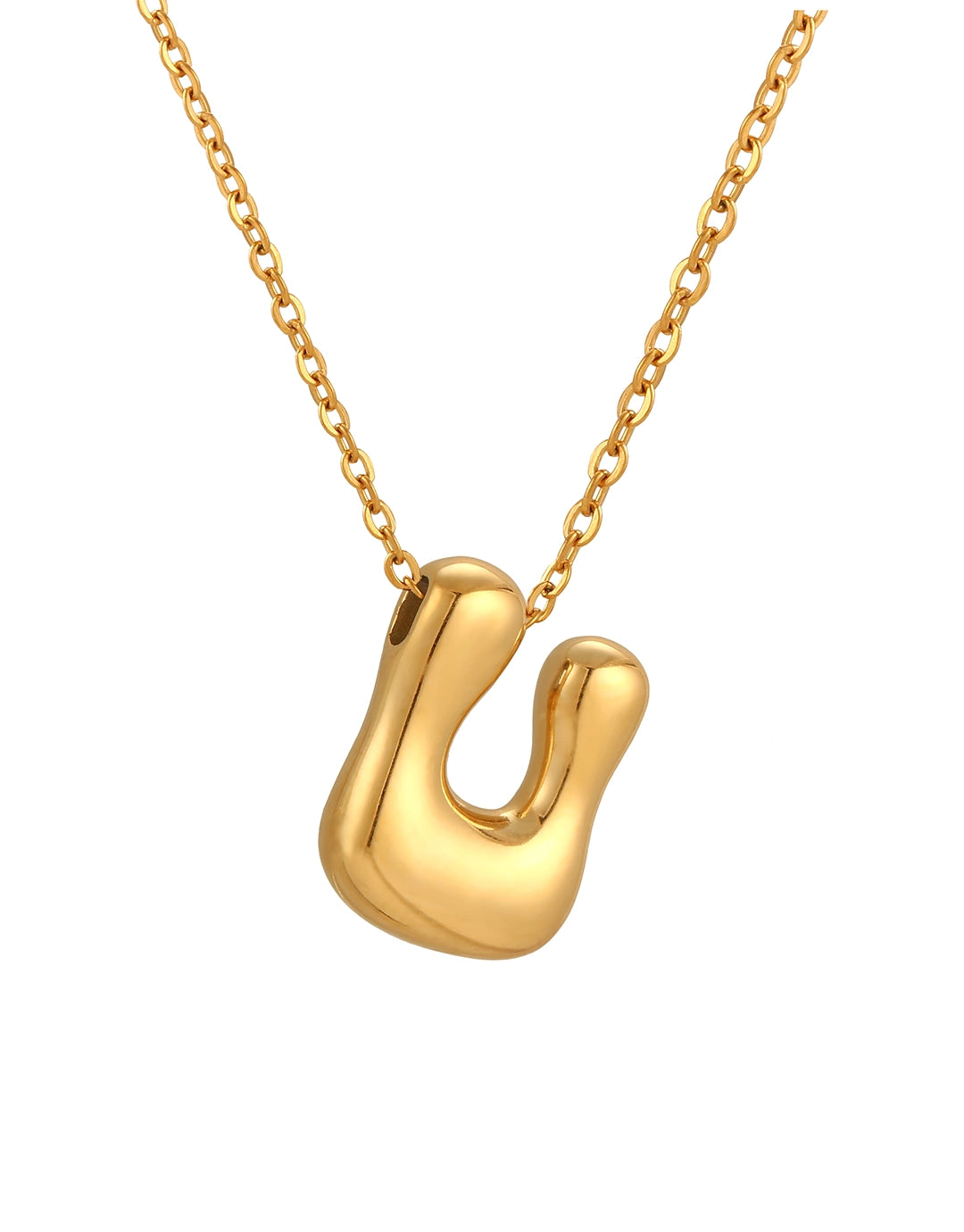 Cloud Letter Pendant Necklace - Gold