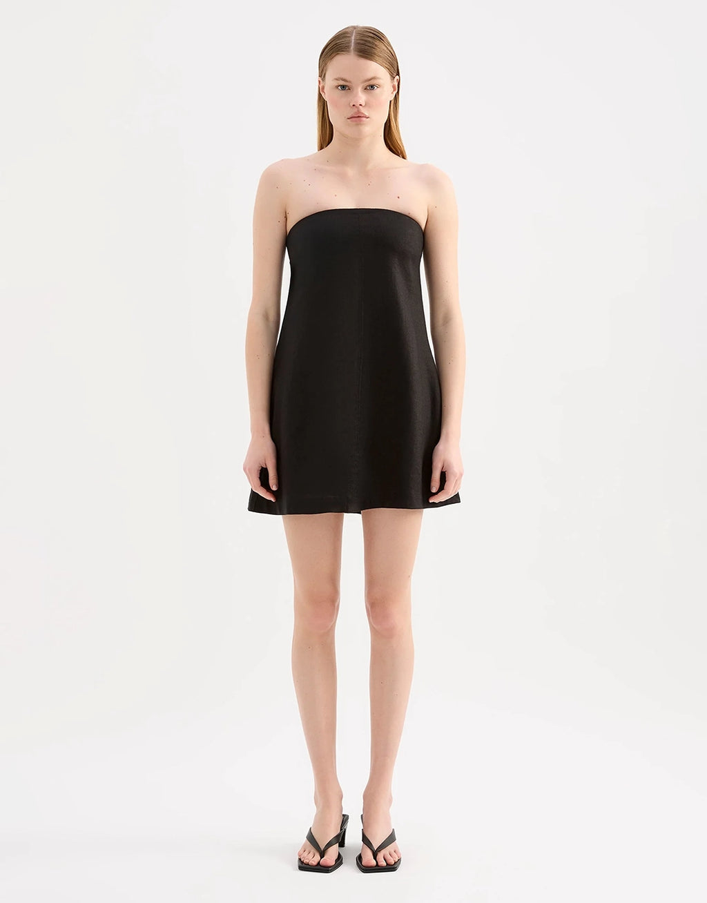 Elyse Linen Mini Dress - Black
