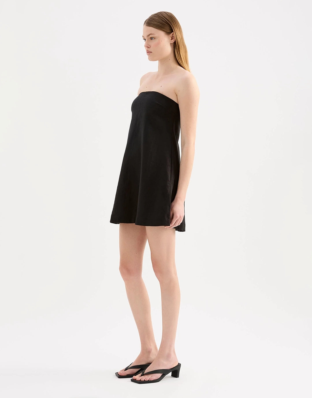Elyse Linen Mini Dress - Black