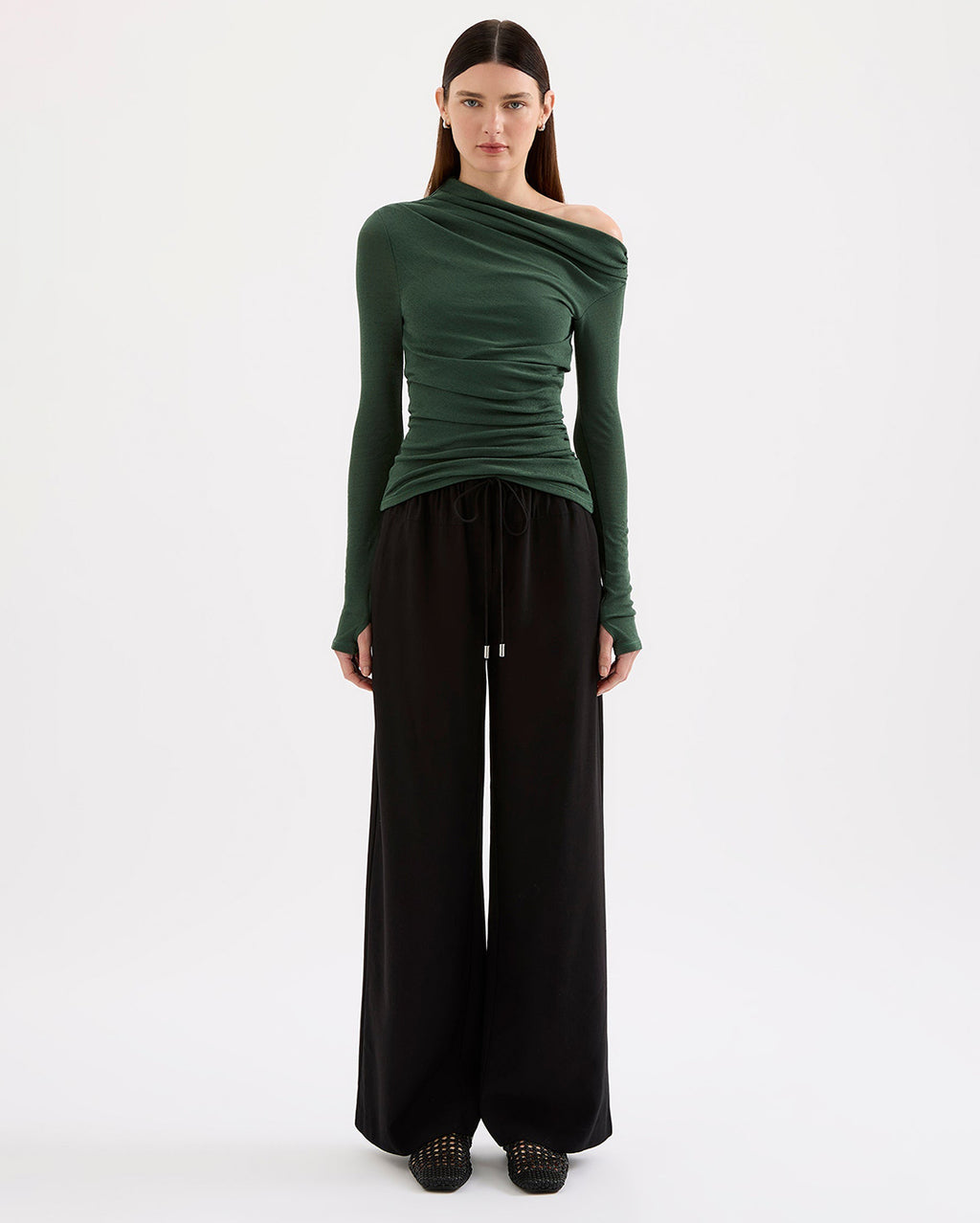 Rue Mesh Long Sleeve Top - Emerald