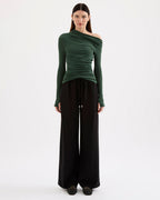 Rue Mesh Long Sleeve Top - Emerald