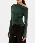 Rue Mesh Long Sleeve Top - Emerald