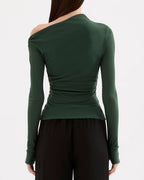 Rue Mesh Long Sleeve Top - Emerald